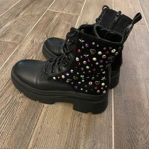 Steve Madden Black Studded Combat Boots